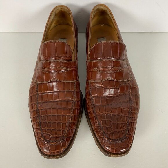 Gravati for Wilkes and Bashford Shoes Mens 9 M Brown Crocodile Wilson Dean Italy - Picture 5 of 16